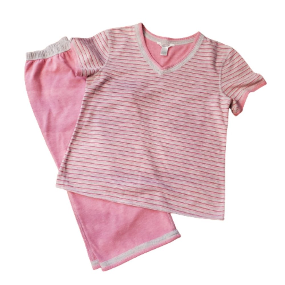 Dockers Short Sleeve Capri Pant Pajamas Pink and Gray Size Small